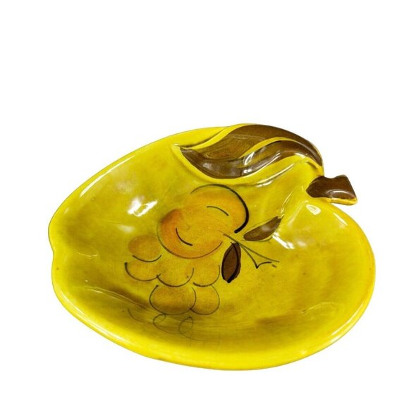 Vintage California Pottery Apple Shaped Fruit Dish Bowl Plate Green Marked USA - Picture 2 of 15